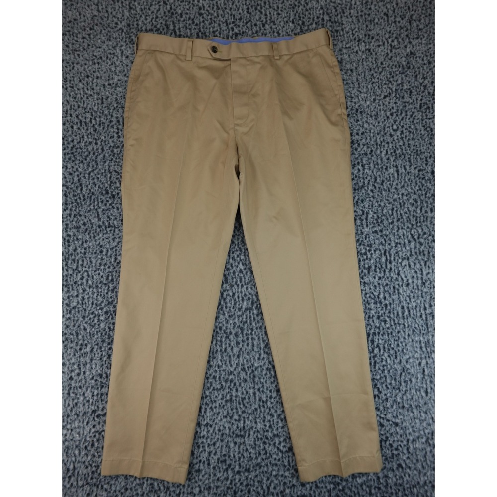 Brooks Brothers Chino Milano Mens 38x30 Tan Khaki Chino‎ Flat Front Straight Leg